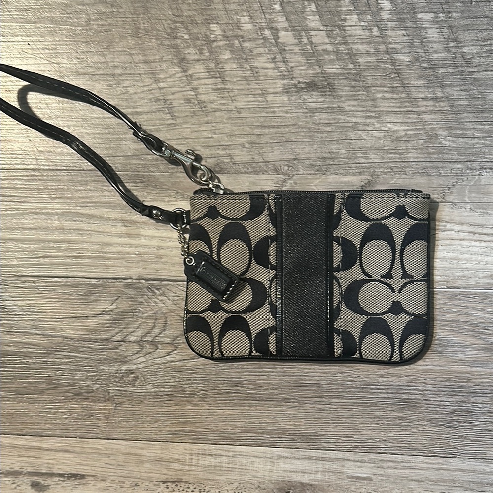 Coach Black and Tan Wristlet